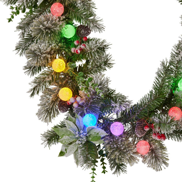Snowy Crown Pine Pre-Lit Multicolour Christmas Garland - 274cm Image 6