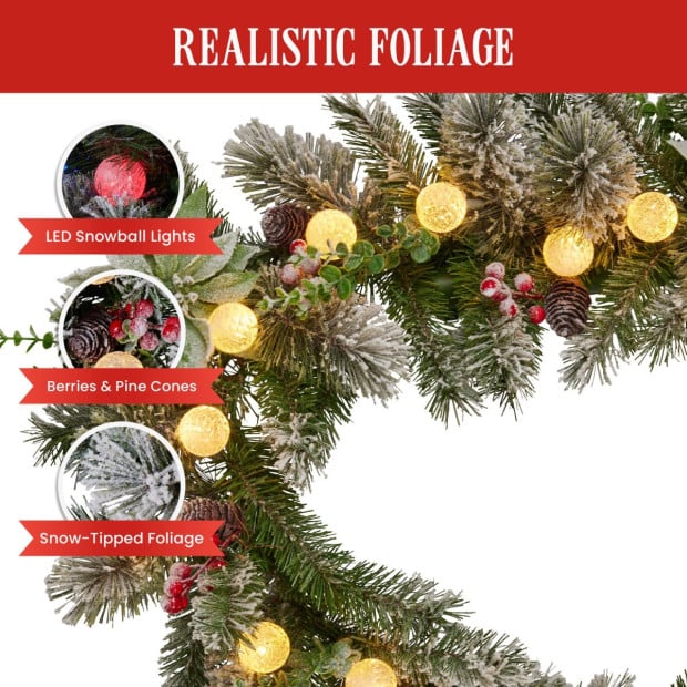 Snowy Crown Pine Pre-Lit Multicolour Christmas Garland - 274cm Image 9