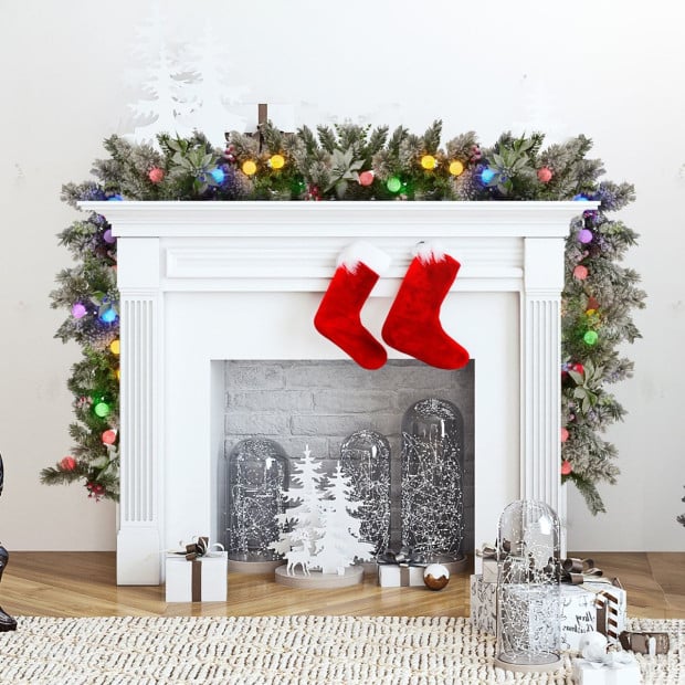 Snowy Crown Pine Pre-Lit Multicolour Christmas Garland - 274cm Image 10