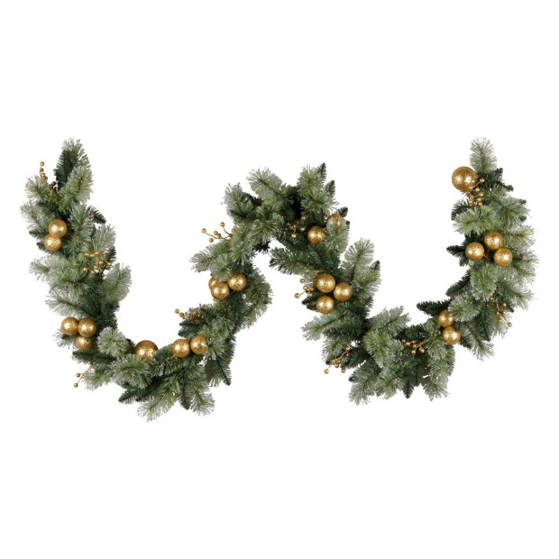 Christabelle 274cm Pre-Lit Christmas Garland Gold Baubles Battery-Operated Warm White LED Lights Image 4