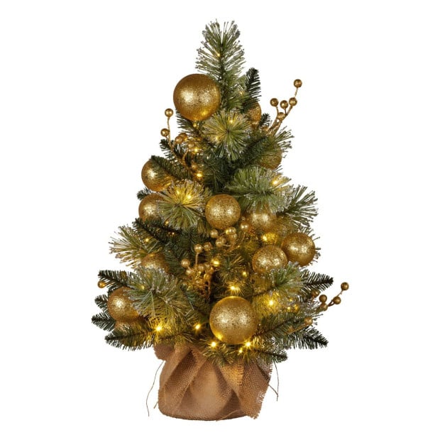 Christabelle 61cm Battery-Operated Christmas Tree with Warm White Lights - Gold Collection Image 2