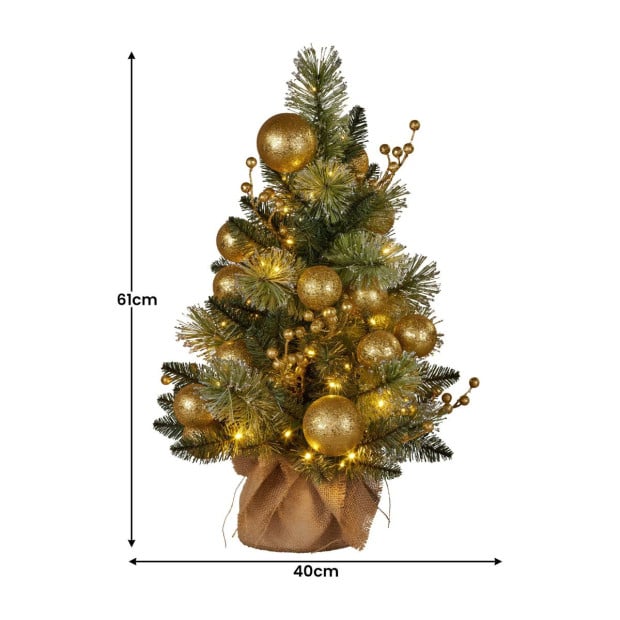 Christabelle 61cm Battery-Operated Christmas Tree with Warm White Lights - Gold Collection Image 3
