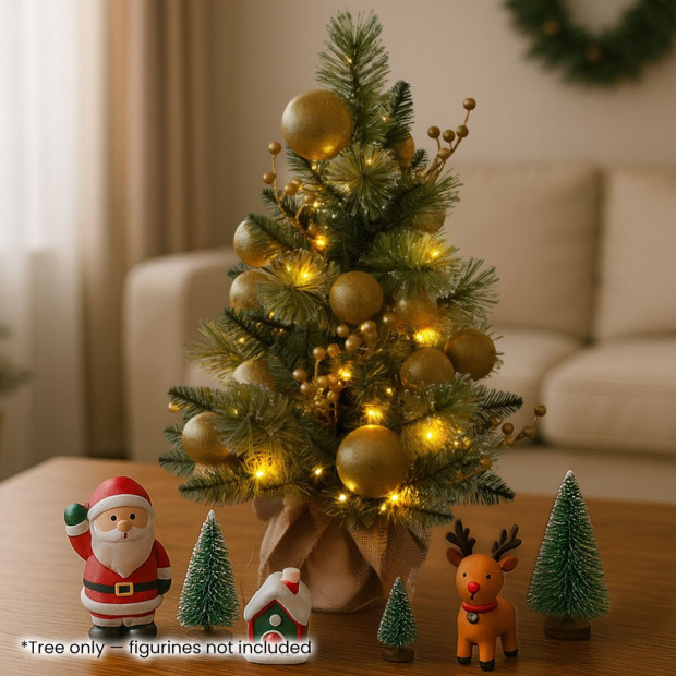 Christabelle 61cm Battery-Operated Christmas Tree with Warm White Lights - Gold Collection Image 6