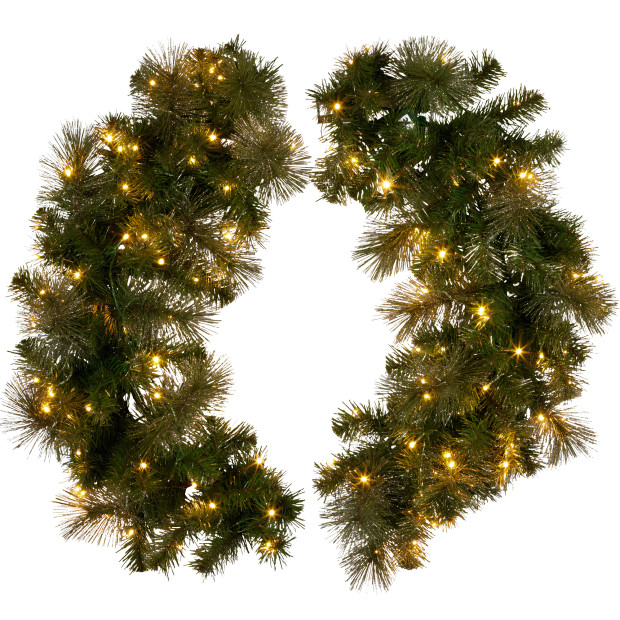 Christabelle 1.22m Split 2pc Christmas Wreath with LED Lights Pine Dual Front Doors Decoration Ornament Image 4