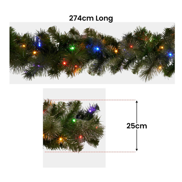 Christabelle 274cm Battery-Operated Christmas Garland Glittery Gold Pine Image 4