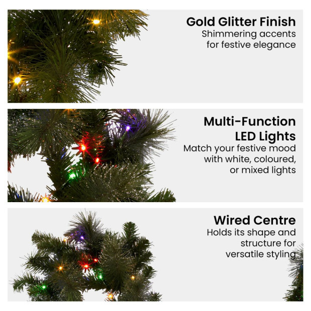 Christabelle 274cm Battery-Operated Christmas Garland Glittery Gold Pine Image 5