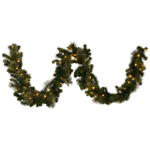 Christabelle 274cm Battery-Operated Christmas Garland Glittery Gold Pine Image 2
