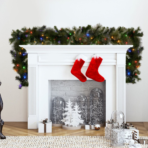 Christabelle 274cm Battery-Operated Christmas Garland Glittery Gold Pine Image 7