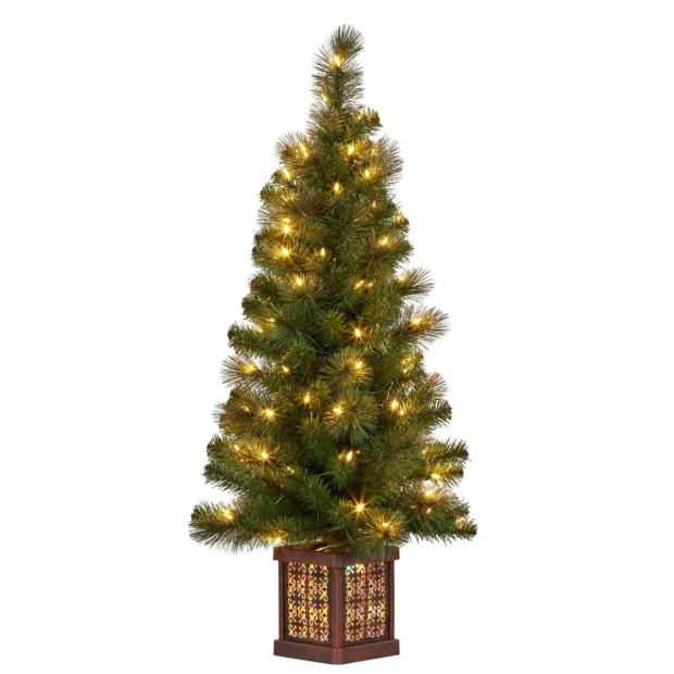 Christabelle 4ft Glittery Gold Pine Christmas Tree LED Lights Xmas Decor Image 4