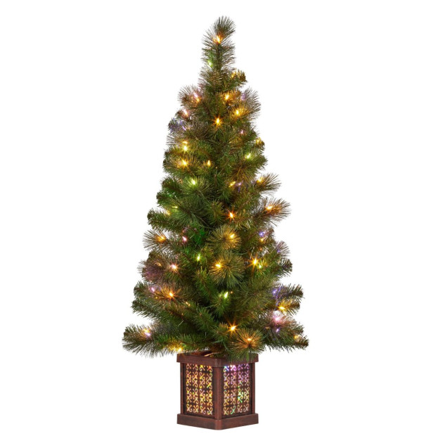 Christabelle 4ft Glittery Gold Pine Christmas Tree LED Lights Xmas Decor Image 5