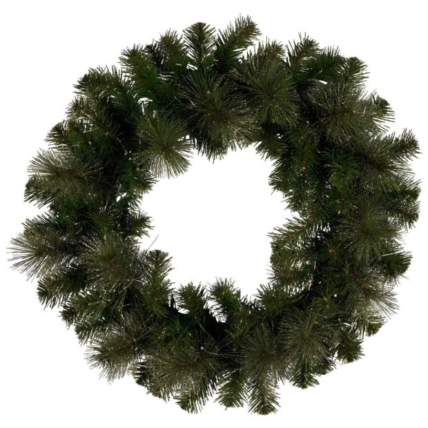 Christabelle 61cm Christmas Wreath LED Lights Glittery Gold Pine Front Door Decoration Ornament Image 5