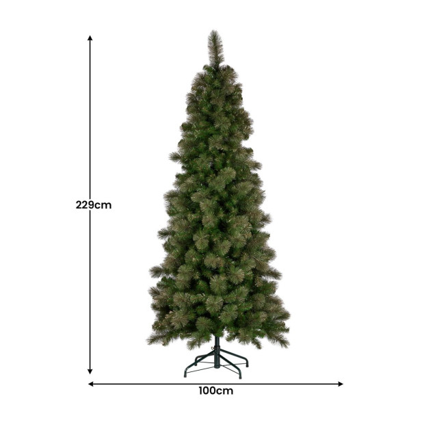 Christabelle 7.5ft Christmas Tree Slim Glittery Gold Pine LED Lights Xmas Decor  Image 3