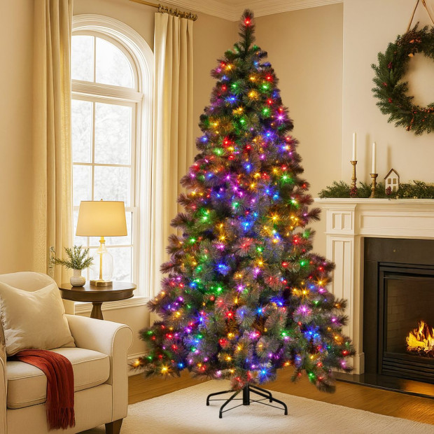 Christabelle 9ft Christmas Tree Glittery Gold Pine Needles 850 LED Multi-Functional Lights Xmas Decor Image 7