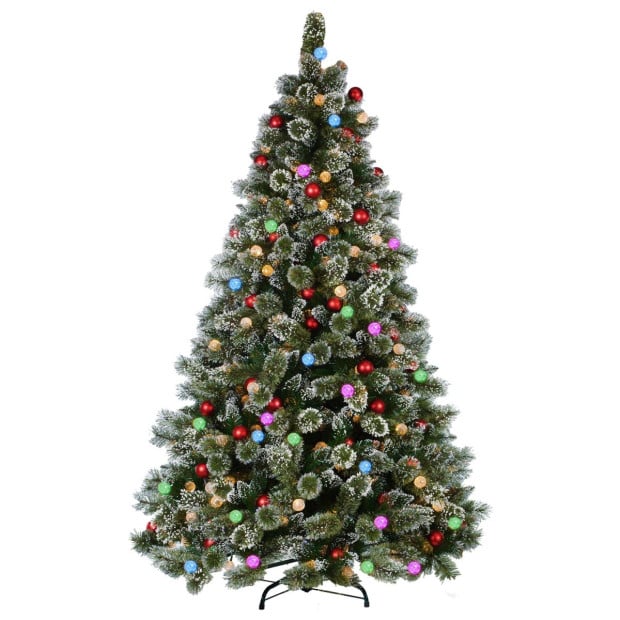 Snowy Bristle 2.3m Multicolour Pre-Lit Christmas Tree Image 2