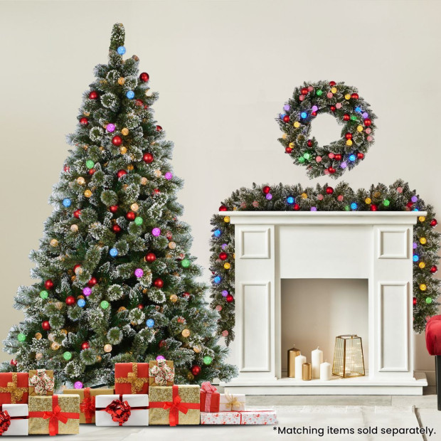 Snowy Bristle 2.3m Multicolour Pre-Lit Christmas Tree Image 11