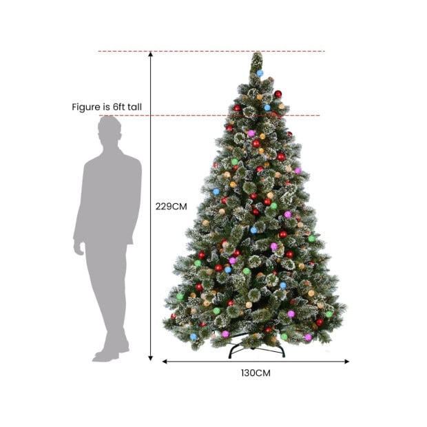 Snowy Bristle 2.3m Multicolour Pre-Lit Christmas Tree Image 5