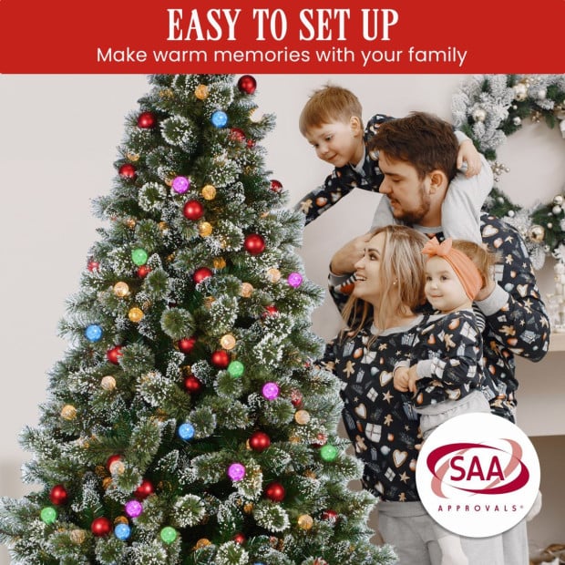 Snowy Bristle 2.7m Multicolour Pre-Lit Christmas Tree Image 10