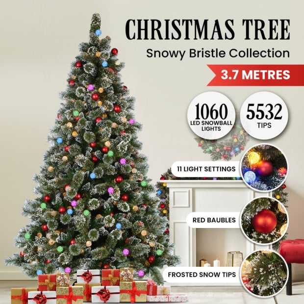 Snowy Bristle 3.6m Multicolour Pre-Lit Christmas Tree