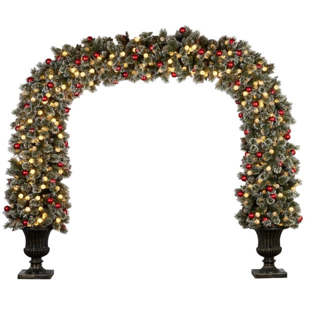 Snowy Bristle Pre-Lit Multicolour Christmas Archway - 2.4m Image 2