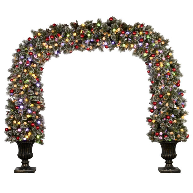 Snowy Bristle Pre-Lit Multicolour Christmas Archway - 2.4m Image 4