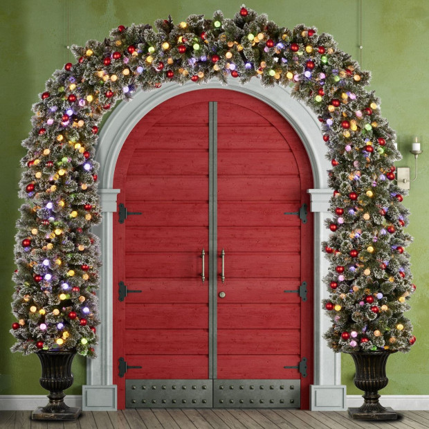Snowy Bristle Pre-Lit Multicolour Christmas Archway - 2.4m Image 9