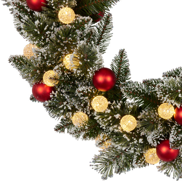 Snowy Bristle Pre-Lit Multicolour Christmas Wreath - 76cm Image 6