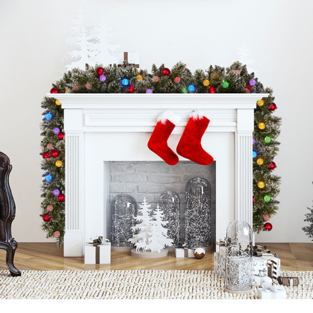 Snowy Bristle Pre-Lit Multicolour Christmas Garland - 274cm Image 11