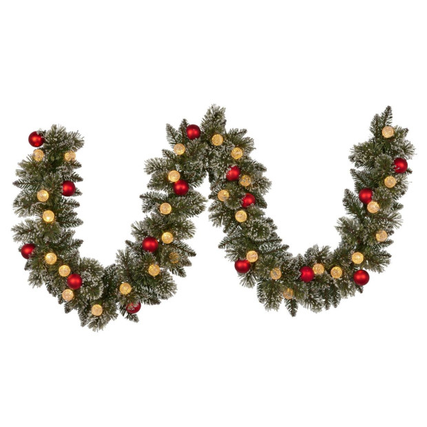 Snowy Bristle Pre-Lit Multicolour Christmas Garland - 274cm Image 3