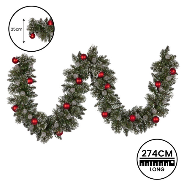 Snowy Bristle Pre-Lit Multicolour Christmas Garland - 274cm Image 5