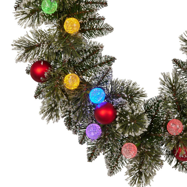 Snowy Bristle Pre-Lit Multicolour Christmas Garland - 274cm Image 6