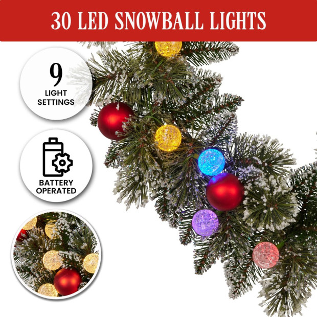 Snowy Bristle Pre-Lit Multicolour Christmas Garland - 274cm Image 8