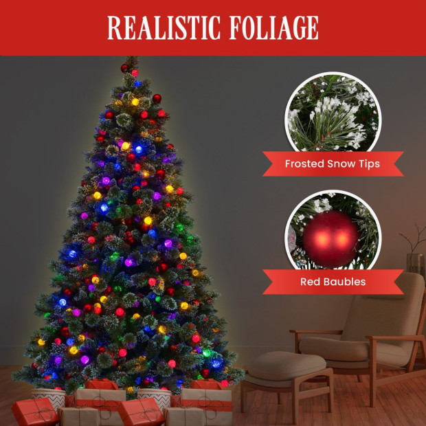 Snowy Bristle 1.8m Multicolour Pre-Lit Christmas Tree Image 9