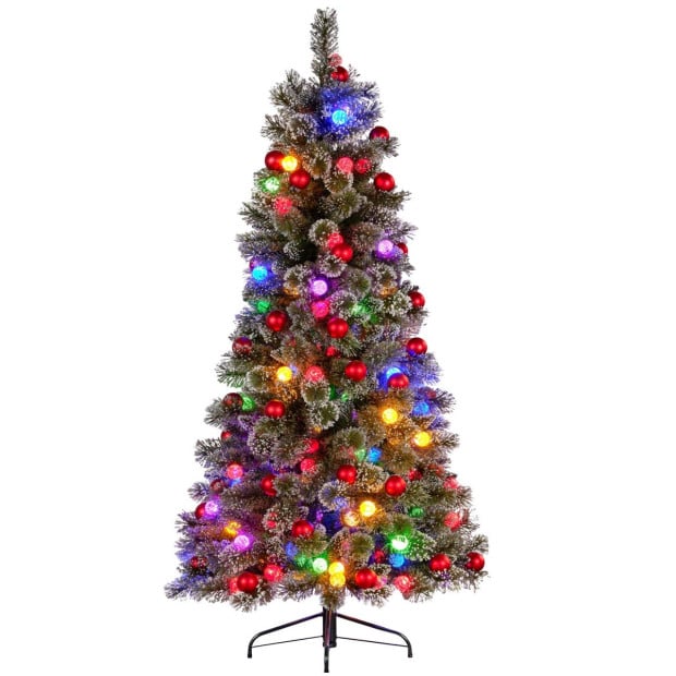 Snowy Bristle 2.3m Slim Multicolour Pre-Lit Christmas Tree Image 2
