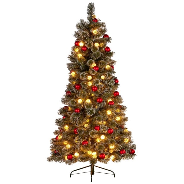 Snowy Bristle 2.3m Slim Multicolour Pre-Lit Christmas Tree Image 3