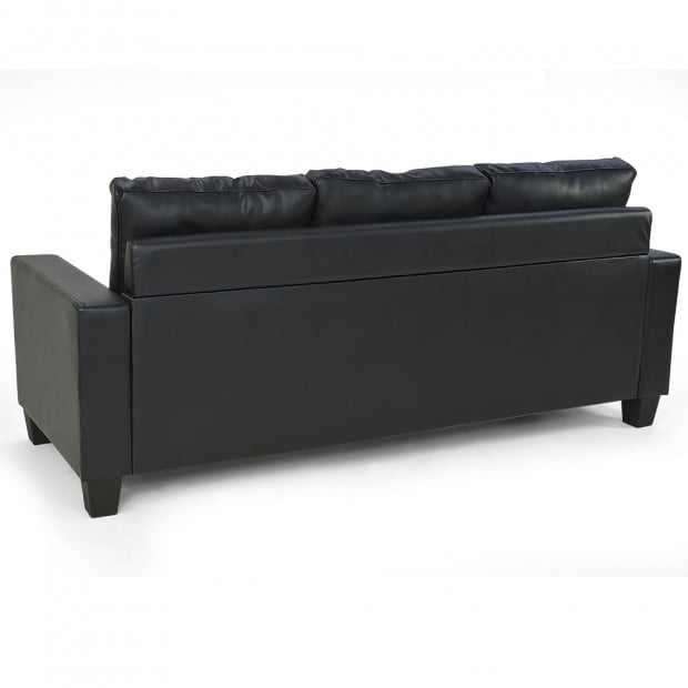 Orleans Faux Leather Sectional Sofa with Chaise Ottoman by Sarantino - Black Image 5
