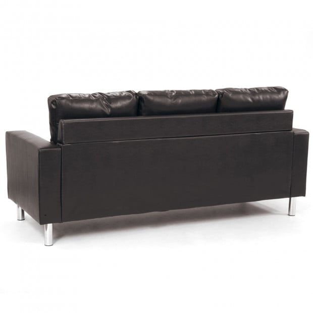 Orleans Faux Leather Sectional Sofa with Chaise Ottoman by Sarantino - Brown Image 5