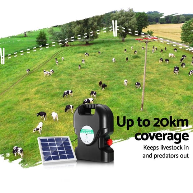 20km Electric Fence Energiser Solar Energizer Charger Farm Animal 1.2J Image 6