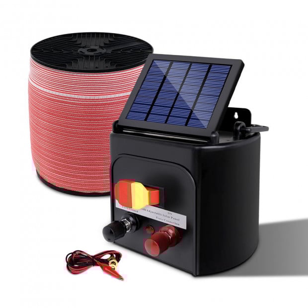 Electric Fence Energiser 3km Solar Powered Energizer Set + 1200m Tape Image 3