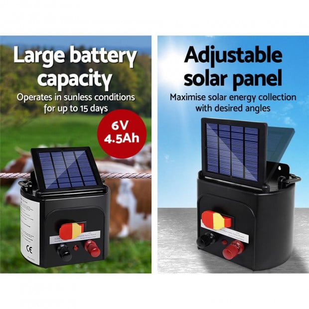 Electric Fence Energiser 3km Solar Powered Energizer Set + 1200m Tape Image 6