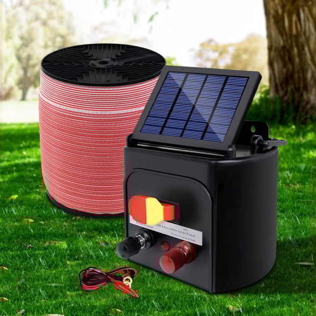 Electric Fence Energiser 3km Solar Powered Energizer Set + 1200m Tape Image 7