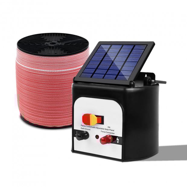 Electric Fence Energiser 8km Solar Energizer Charger + 1200m Tape Image 3