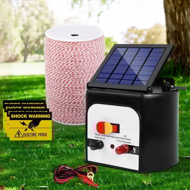 8KM Solar Electric Fencer 0.3J + 2000M Poly Fencing Wire Tape Image 7