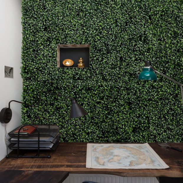 10x Artificial Boxwood Hedge Fake Vertical Garden Green Wall Mat Fence Image 3