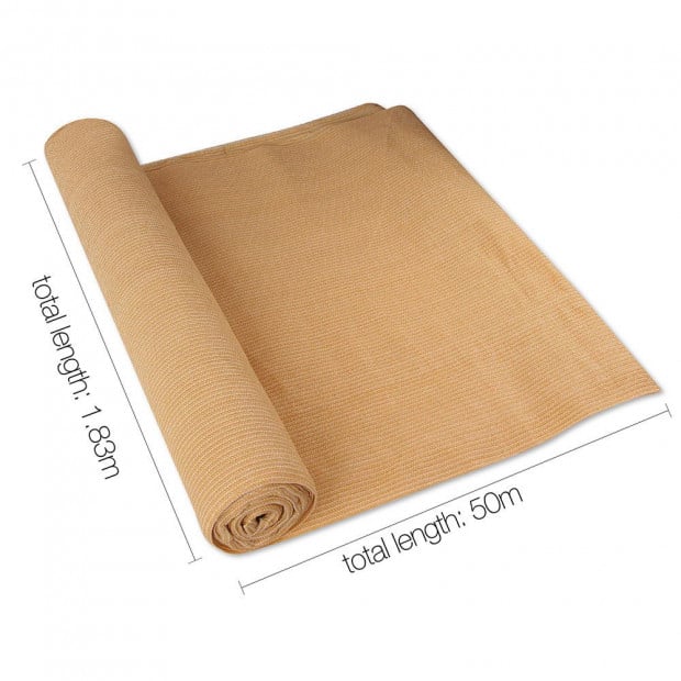 70% UV Sun Shade Cloth Shadecloth Sail Roll Mesh Outdoor 1.83x50m Beige Image 2