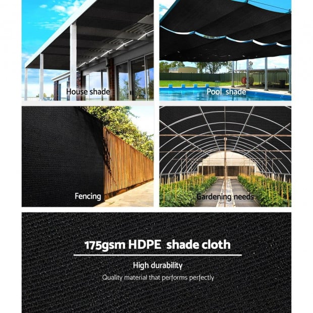 70% UV Sun Shade Cloth Sail Roll Mesh Garden Outdoor 1.83x50m Black Image 5