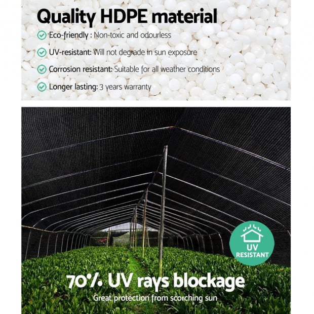 70% UV Sun Shade Cloth Sail Roll Mesh Garden Outdoor 1.83x50m Black Image 7