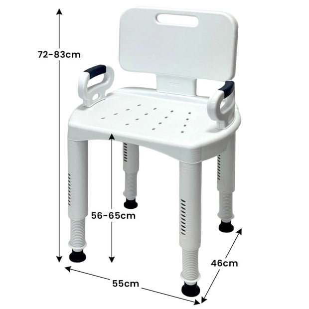 Orthonica Premium Adjustable Shower Chair with Armrests 158kg Capacity Image 7