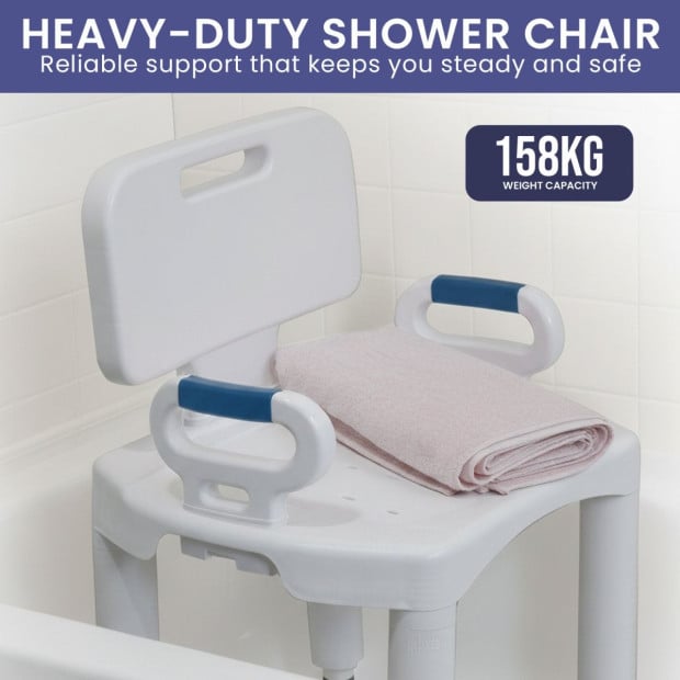Orthonica Premium Adjustable Shower Chair with Armrests 158kg Capacity Image 4