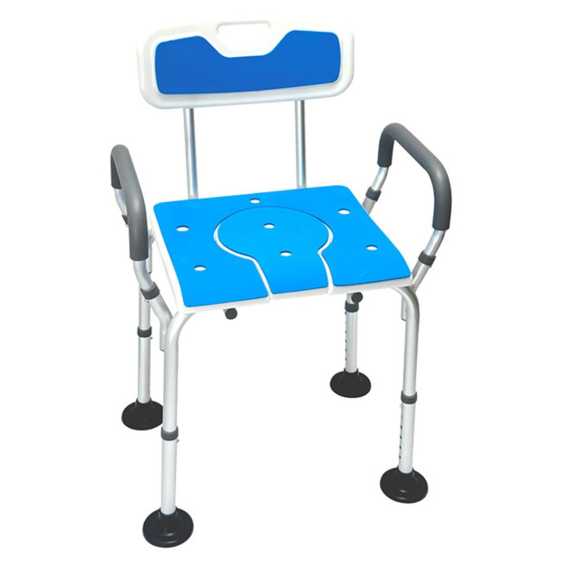 Orthonica Height-Adjustable Aluminium Commode Shower Chair with Armrests Backrest Armrests Soft Stool Seat Aid Image 2