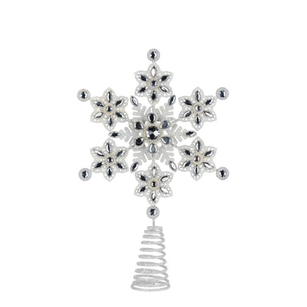 Christabelle Snowflake Christmas Tree Topper with Beaded Detailing Decoration Ornament